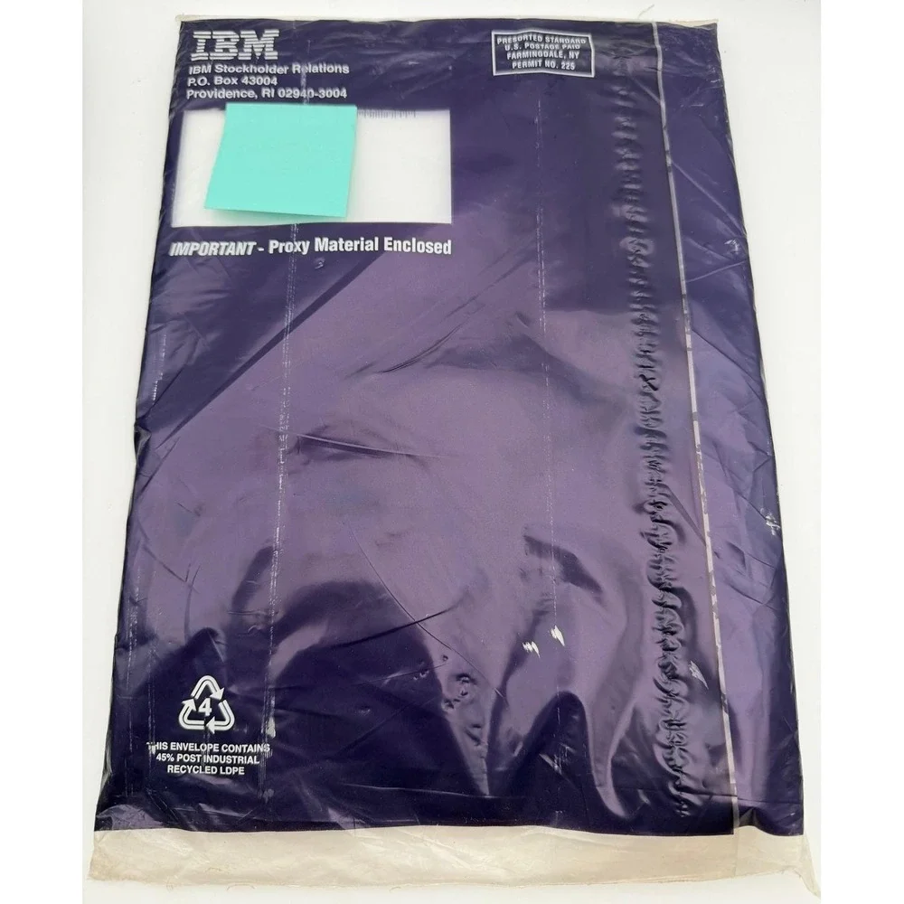 Vintage IBM Stockholder Relations Proxy Material Envelopes Purple Set of 4 F303